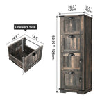 Meuble de classement vertical rustique en bois à 4 tiroirs avec serrure, pour bureau à domicile, format légal et lettre