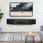 Meuble TV mural 43", bureau flottant avec étagères de rangement, bureau à domicile peu encombrant