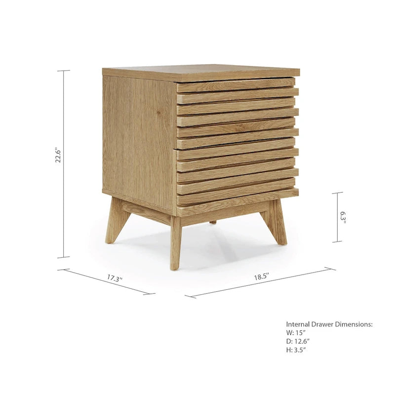 Table de chevet 2 tiroirs, finition effet chêne, style scandinave moderne, mobilier de chambre à coucher