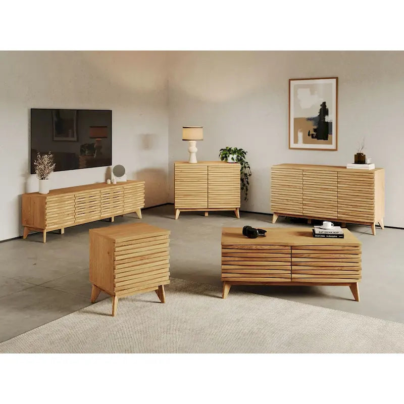 Table de chevet 2 tiroirs, finition effet chêne, style scandinave moderne, mobilier de chambre à coucher