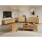 Table de chevet 2 tiroirs, finition effet chêne, style scandinave moderne, mobilier de chambre à coucher