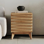 Table de chevet 2 tiroirs, finition effet chêne, style scandinave moderne, mobilier de chambre à coucher