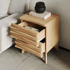 Table de chevet 2 tiroirs, finition effet chêne, style scandinave moderne, mobilier de chambre à coucher