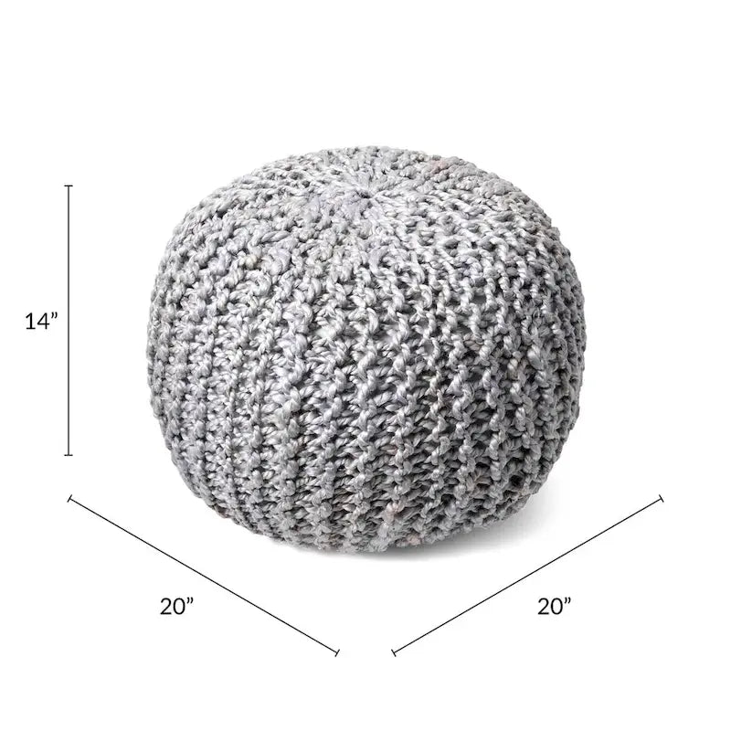 Pouf ottoman en jute tricoté uni, fibre naturelle tissée à la main, siège de sol et repose-pieds bohème