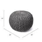Pouf ottoman en jute tricoté uni, fibre naturelle tissée à la main, siège de sol et repose-pieds bohème