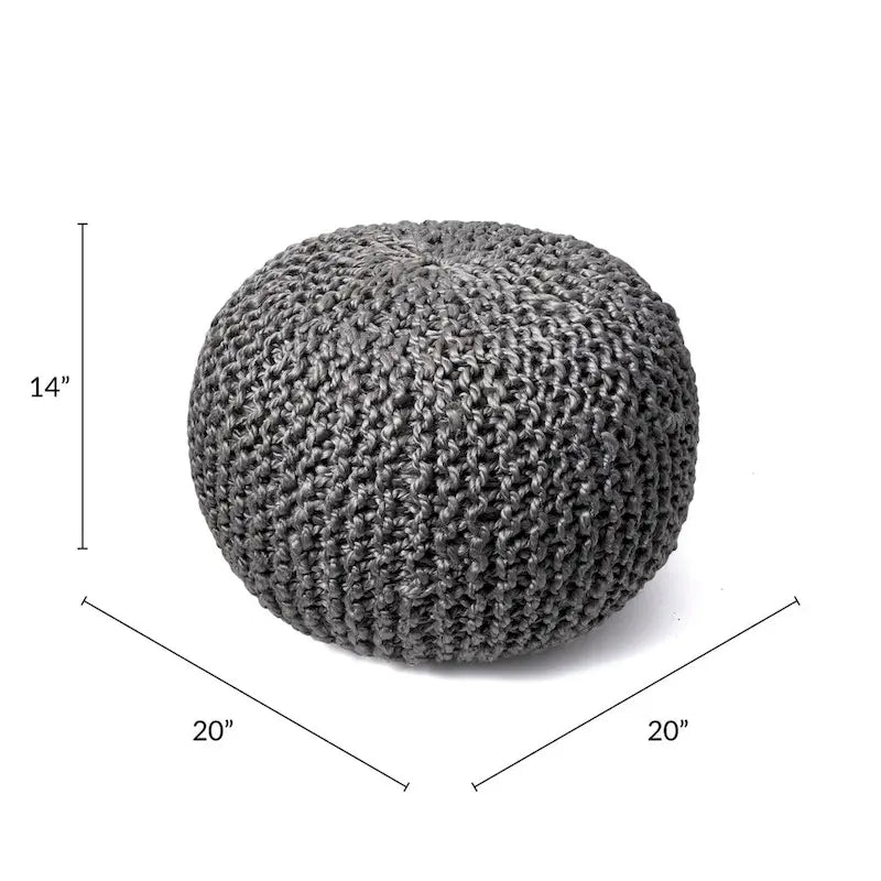 Pouf ottoman en jute tricoté uni, fibre naturelle tissée à la main, siège de sol et repose-pieds bohème
