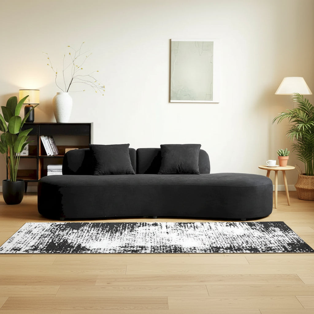 90.2 inch Half Moon Curved Velvet Living Room Sofa