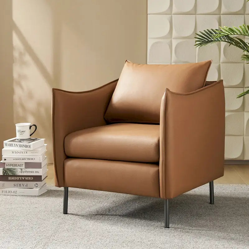 Fauteuil en tissu moderne, revêtement anti-rayures, pieds en métal noir, fauteuil d'appoint pour salon