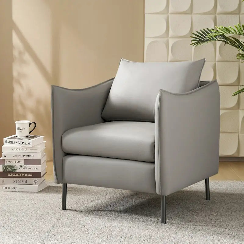 Fauteuil en tissu moderne, revêtement anti-rayures, pieds en métal noir, fauteuil d'appoint pour salon