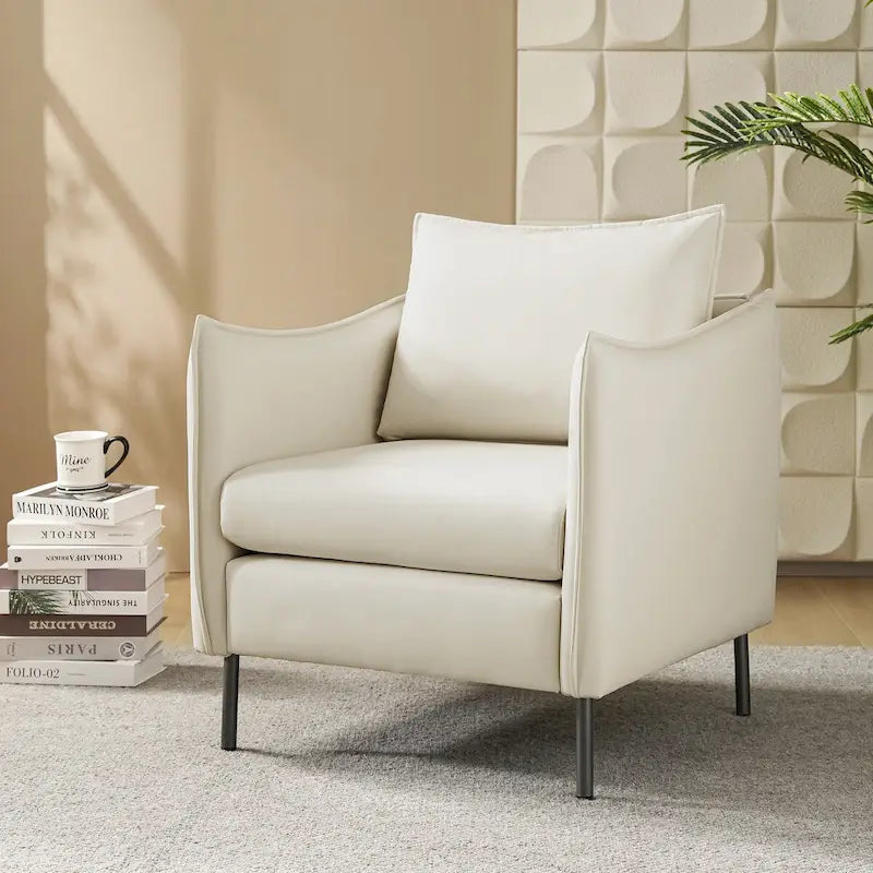 Fauteuil en tissu moderne, revêtement anti-rayures, pieds en métal noir, fauteuil d'appoint pour salon