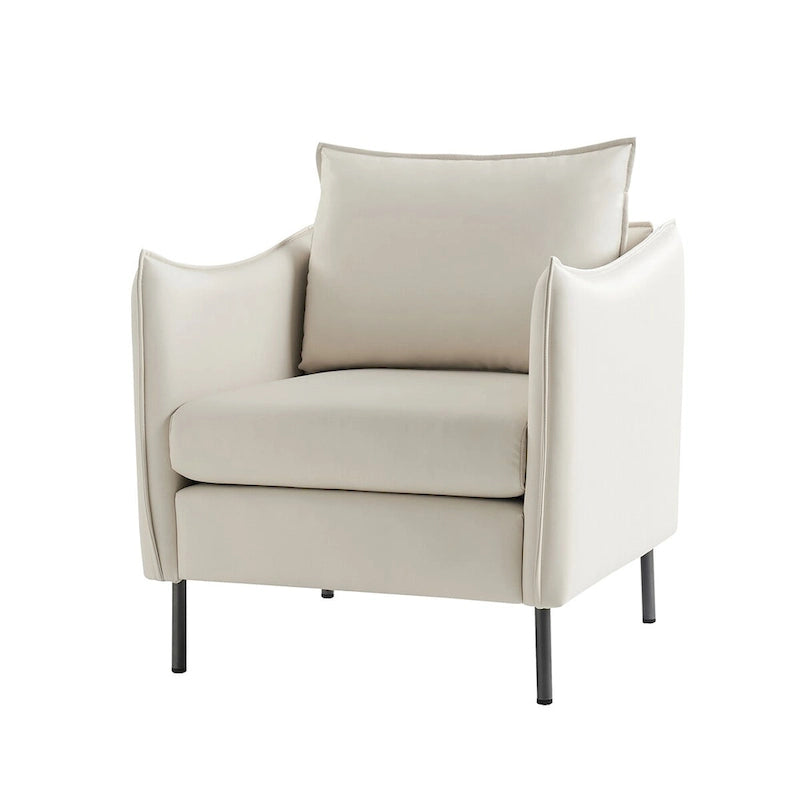 Fauteuil en tissu moderne, revêtement anti-rayures, pieds en métal noir, fauteuil d'appoint pour salon