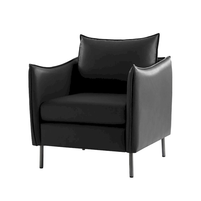 Fauteuil en tissu moderne, revêtement anti-rayures, pieds en métal noir, fauteuil d'appoint pour salon
