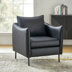 Fauteuil en tissu moderne, revêtement anti-rayures, pieds en métal noir, fauteuil d'appoint pour salon