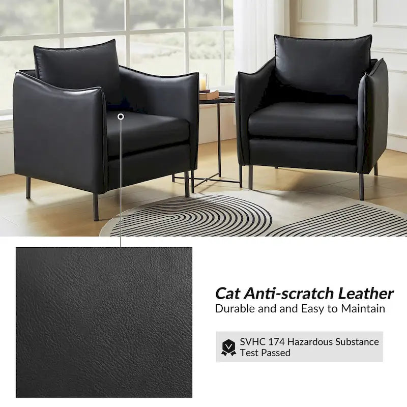 Fauteuil en tissu moderne, revêtement anti-rayures, pieds en métal noir, fauteuil d'appoint pour salon