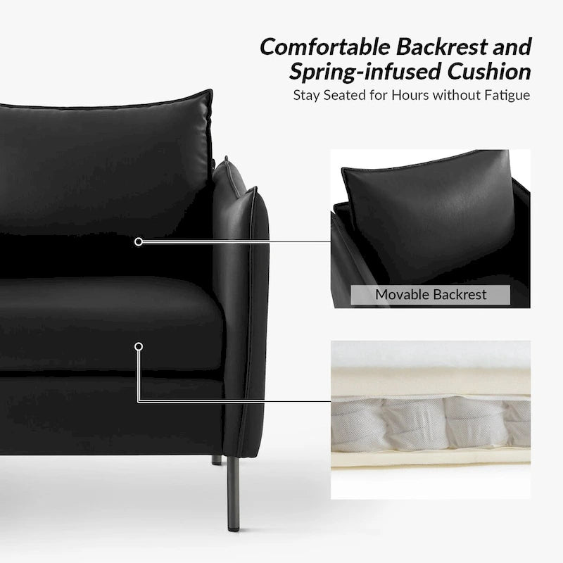 Fauteuil en tissu moderne, revêtement anti-rayures, pieds en métal noir, fauteuil d'appoint pour salon