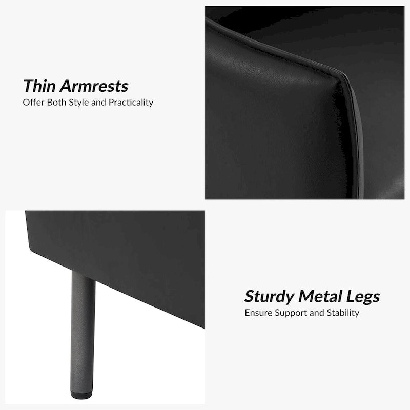 Fauteuil en tissu moderne, revêtement anti-rayures, pieds en métal noir, fauteuil d'appoint pour salon