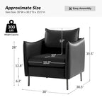 Fauteuil en tissu moderne, revêtement anti-rayures, pieds en métal noir, fauteuil d'appoint pour salon