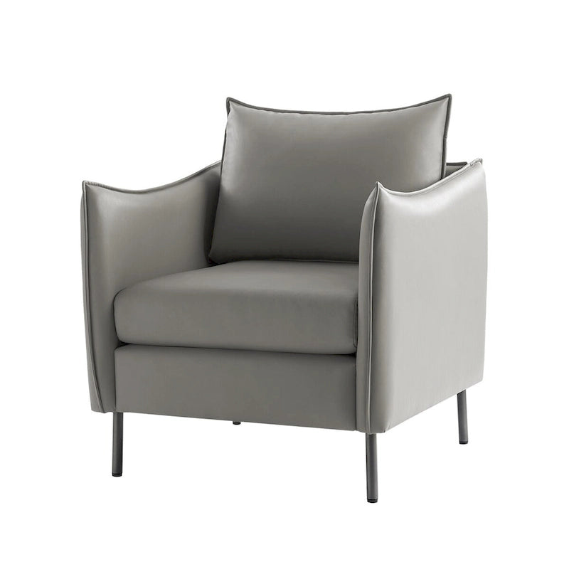 Fauteuil en tissu moderne, revêtement anti-rayures, pieds en métal noir, fauteuil d'appoint pour salon