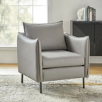 Fauteuil en tissu moderne, revêtement anti-rayures, pieds en métal noir, fauteuil d'appoint pour salon