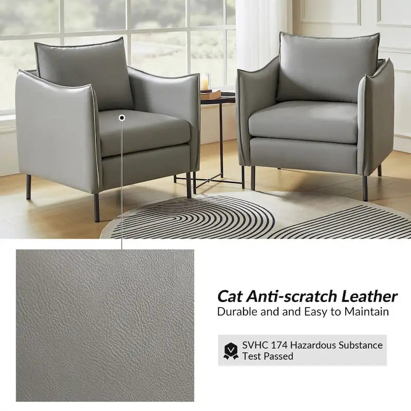 Fauteuil en tissu moderne, revêtement anti-rayures, pieds en métal noir, fauteuil d'appoint pour salon