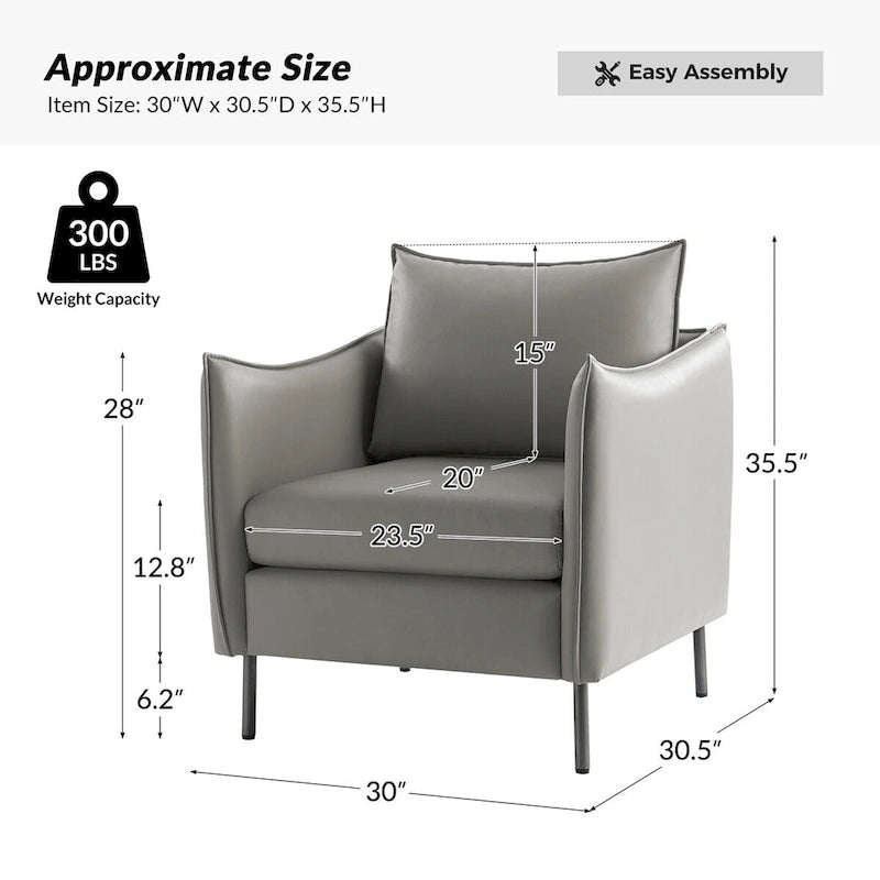 Fauteuil en tissu moderne, revêtement anti-rayures, pieds en métal noir, fauteuil d'appoint pour salon