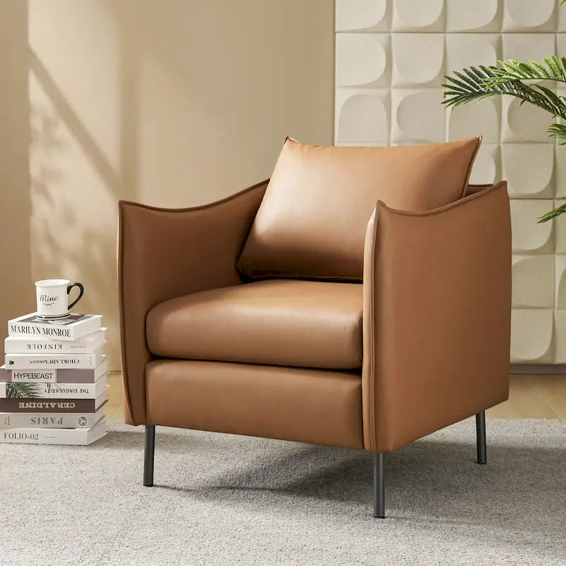 Fauteuil en tissu moderne, revêtement anti-rayures, pieds en métal noir, fauteuil d'appoint pour salon