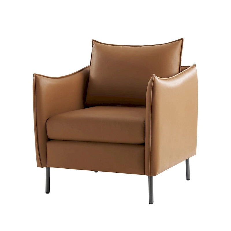 Fauteuil en tissu moderne, revêtement anti-rayures, pieds en métal noir, fauteuil d'appoint pour salon
