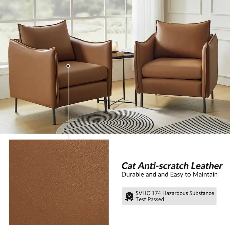 Fauteuil en tissu moderne, revêtement anti-rayures, pieds en métal noir, fauteuil d'appoint pour salon