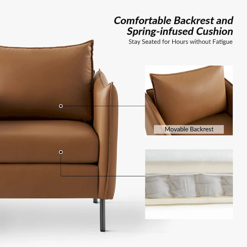 Fauteuil en tissu moderne, revêtement anti-rayures, pieds en métal noir, fauteuil d'appoint pour salon