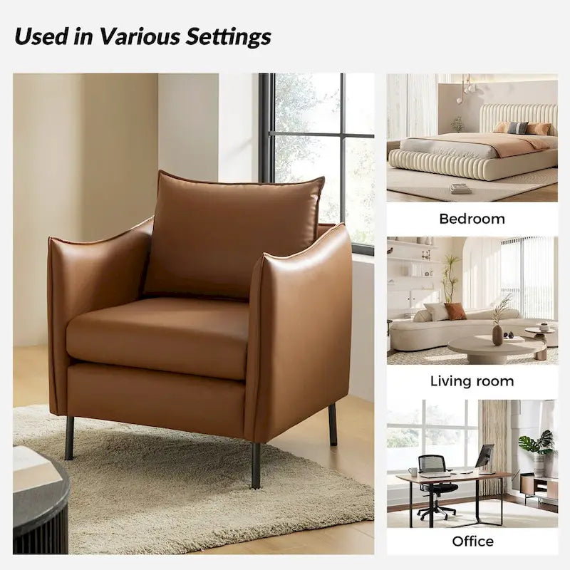 Fauteuil en tissu moderne, revêtement anti-rayures, pieds en métal noir, fauteuil d'appoint pour salon