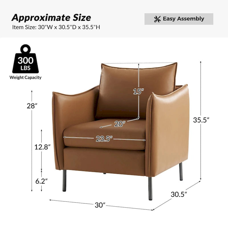 Fauteuil en tissu moderne, revêtement anti-rayures, pieds en métal noir, fauteuil d'appoint pour salon