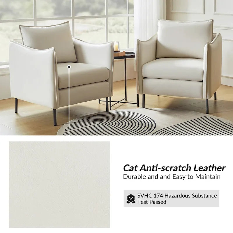 Fauteuil en tissu moderne, revêtement anti-rayures, pieds en métal noir, fauteuil d'appoint pour salon