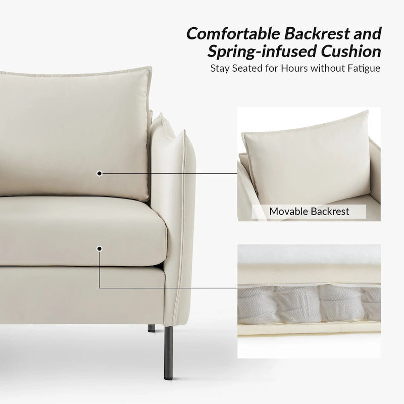 Fauteuil en tissu moderne, revêtement anti-rayures, pieds en métal noir, fauteuil d'appoint pour salon