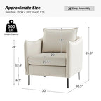 Fauteuil en tissu moderne, revêtement anti-rayures, pieds en métal noir, fauteuil d'appoint pour salon