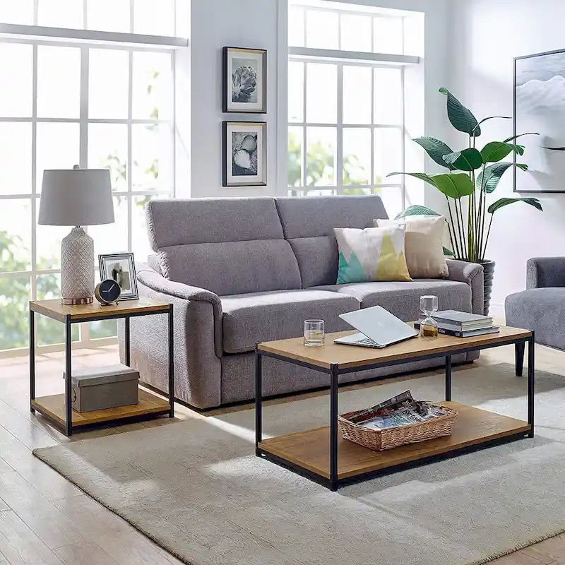Table d'appoint haute avec étagère de rangement, table d'appoint étroite, table de chevet pour salon et chambre à coucher