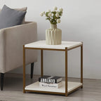 Table d'appoint haute avec étagère de rangement, table d'appoint étroite, table de chevet pour salon et chambre à coucher
