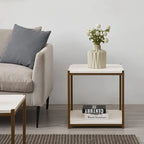 Table d'appoint haute avec étagère de rangement, table d'appoint étroite, table de chevet pour salon et chambre à coucher