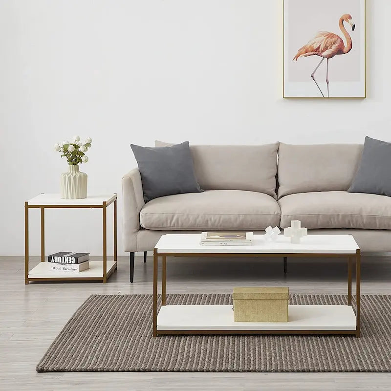 Table d'appoint haute avec étagère de rangement, table d'appoint étroite, table de chevet pour salon et chambre à coucher
