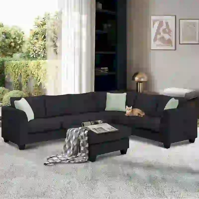 Canapé d'angle modulable réversible avec ottoman