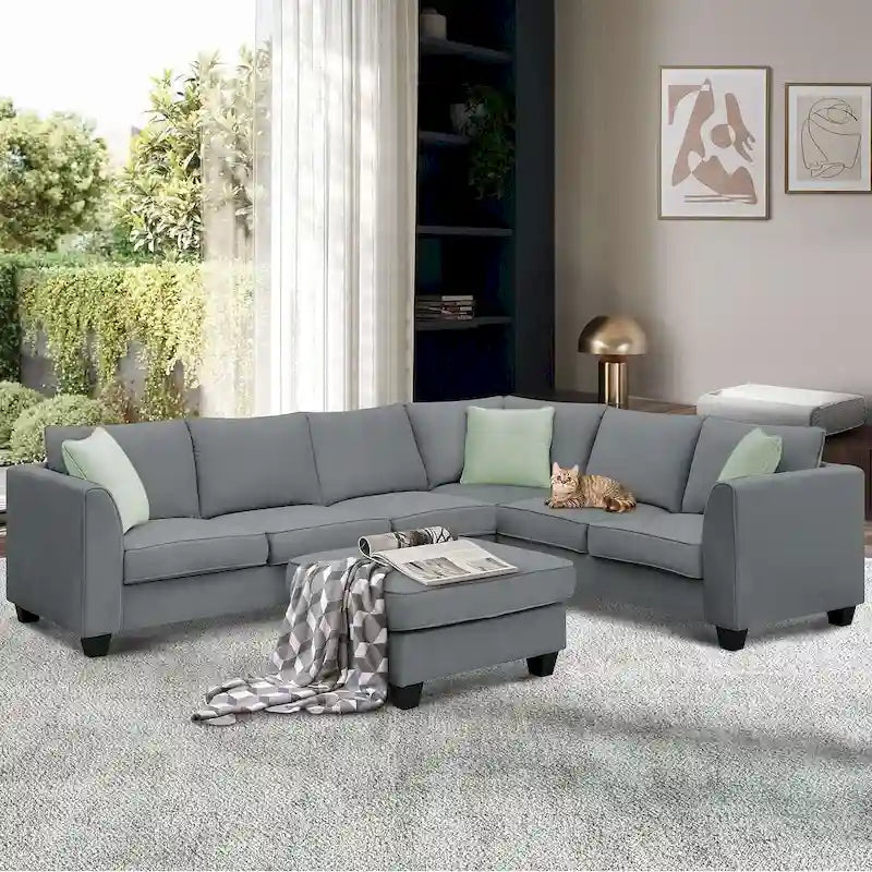 Canapé d'angle modulable réversible avec ottoman