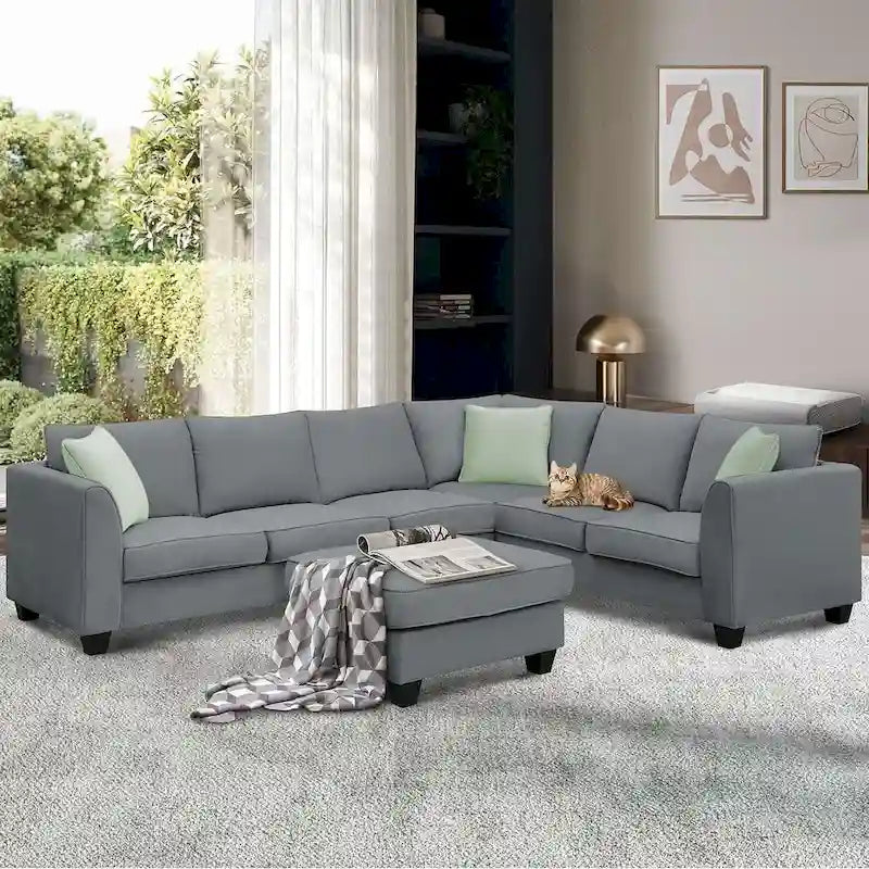 Canapé d'angle modulable réversible avec ottoman