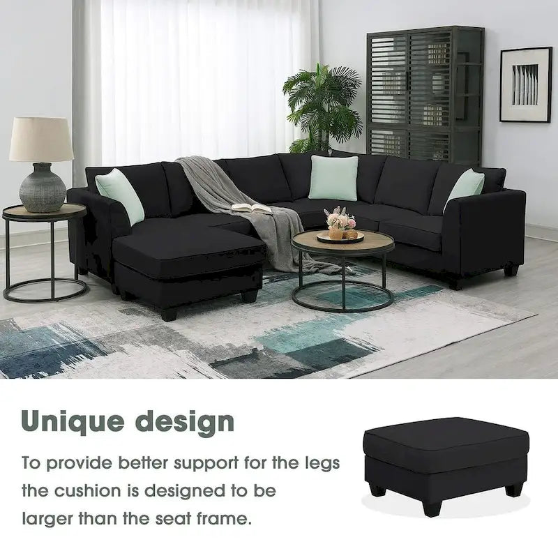 Canapé d'angle modulable réversible avec ottoman