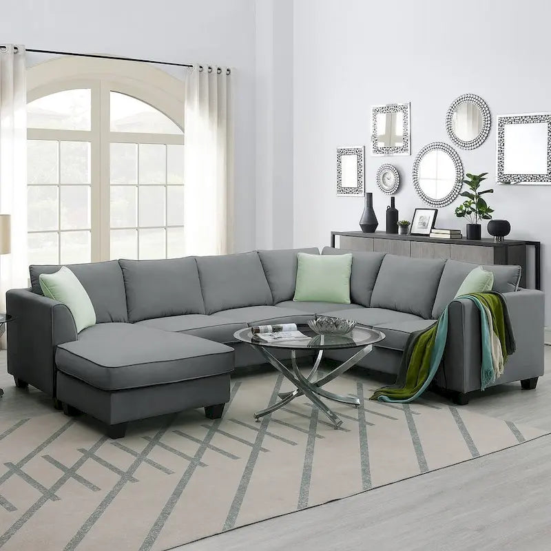 Canapé d'angle modulable réversible avec ottoman