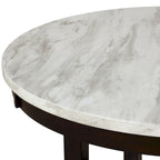 Table à manger ronde 47", plateau en faux marbre, blanc et marron, style moderne, 4 places, cuisine et salle à manger