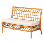 Banc de salle à manger Bohème 48", rotin naturel, coussin en mousse amovible, dossier ajouré, intérieur et semi-extérieur
