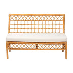 Banc de salle à manger Bohème 48", rotin naturel, coussin en mousse amovible, dossier ajouré, intérieur et semi-extérieur