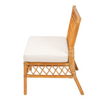 Banc de salle à manger Bohème 48", rotin naturel, coussin en mousse amovible, dossier ajouré, intérieur et semi-extérieur