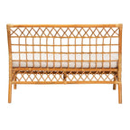 Banc de salle à manger Bohème 48", rotin naturel, coussin en mousse amovible, dossier ajouré, intérieur et semi-extérieur