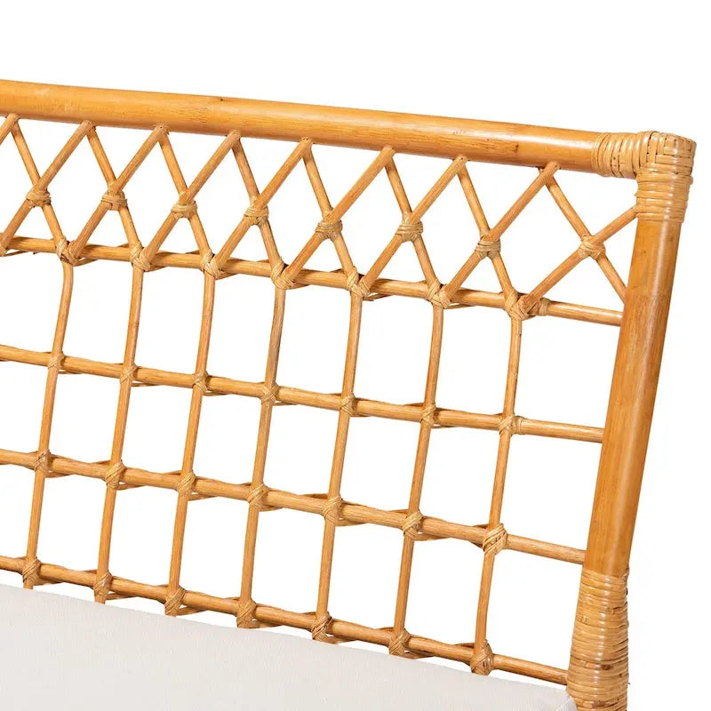Banc de salle à manger Bohème 48", rotin naturel, coussin en mousse amovible, dossier ajouré, intérieur et semi-extérieur