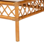 Banc de salle à manger Bohème 48", rotin naturel, coussin en mousse amovible, dossier ajouré, intérieur et semi-extérieur